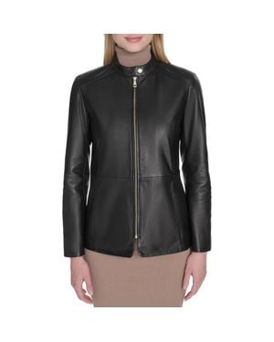 Cole Haan Leather Biker Jacket - Black