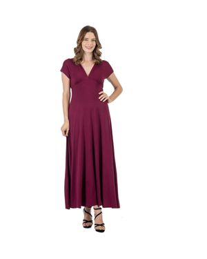 24seven Comfort Apparel V-Neck Sleeveless Maxi Dress With Belt - Purple