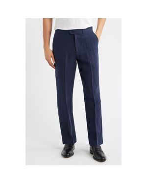 Percival Flat Front Linen Chinos - Blue