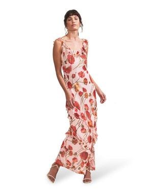 Ro&zo Rosie Poppy Frill Neck Dress - Red