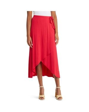 Loveappella Faux Wrap Skirt - Red