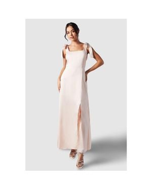 Oasis Satin Midi Tie Shoulder Bridesmaid Dress - White
