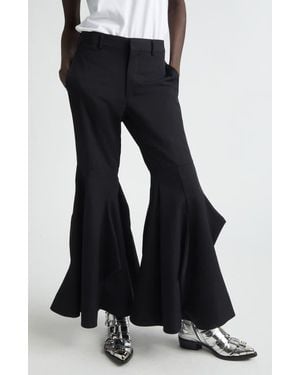 Comme des Garçons Paneled Wool Gabardine Flare Leg Pants - Black