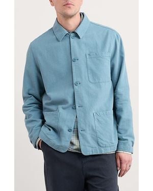 Seasalt Cornwall Well Wright Organic Cotton & Linen Shirt Jacket - Blue
