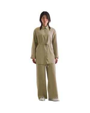 Mizalle Light Weight Cinch Waist Tunic - Green