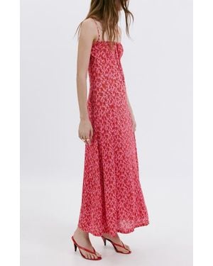 Mango Floral Plissé Slipdress - Red