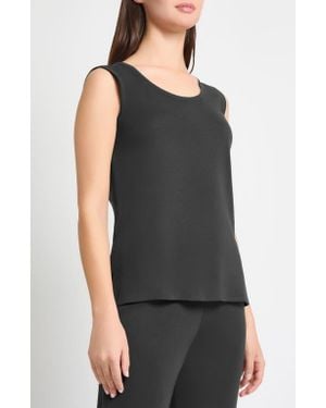 Ming Wang Scoop Neck Sweater Tank - Black