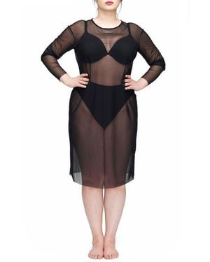 UNIVERSAL STANDARD Thames Fog Sheer Dress - Black