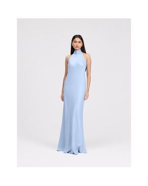 Ghost Angelica High Neck Satin Maxi Dress - Blue