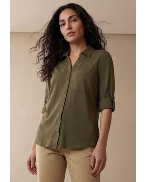 Jessica London Collar Roll Tab Top - Green