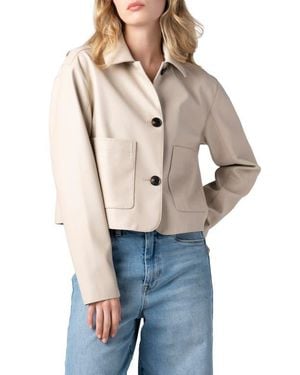 Blank NYC Faux Leather Crop Blazer - Blue