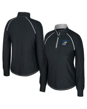 Colosseum Athletics Kansas Jayhawks Bikram Raglan Quarter-Zip Top - Black
