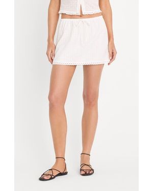 GOOD AMERICAN Cotton Eyelet Miniskirt - White