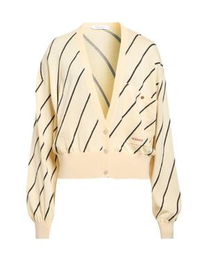Versace Diagonal Stripe Wool Intarsia Cardigan - Natural