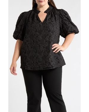 Sugarlips Arielle Jacquard Puff Sleeve Top - Black