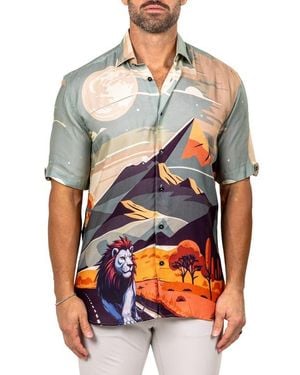 Maceoo Galileo Marthy Short Sleeve Button-Up Shirt - Gray