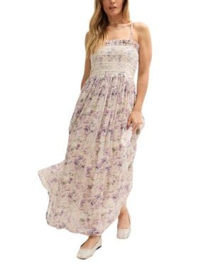 Lily and Lionel Annie Smocked Print Maxi Dress - Purple