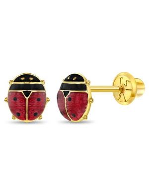 IN SEASON JEWELRY 14K Garden Ladybug Earrings - Red