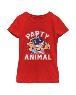 Garfield Girl's Cat Party Animal Graphic T-Shirt - Red