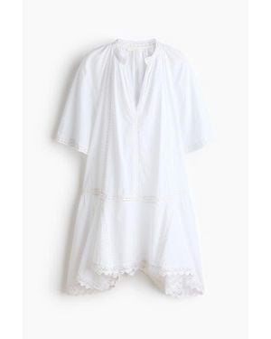 H&M Lace-Inset Cotton Dress - White