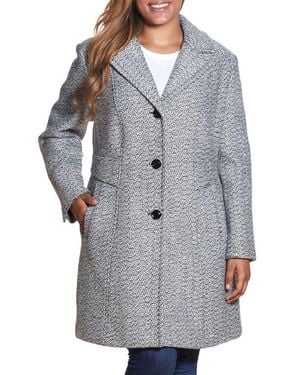 Gallery Notch Collar Tweed Coat - Gray