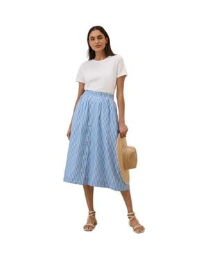 Pact Organic Cotton Sunset Lightweight Cotton Button Skirt - Blue