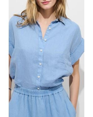 Alex Mill Maddie Linen Short Sleeve Button-Up Shirt - Blue