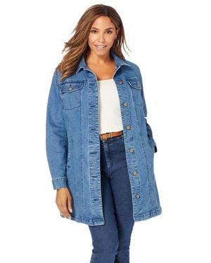 Jessica London Long Denim Jacket - Blue