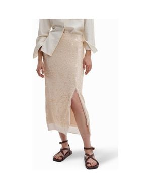 Rag & Bone Kali Sequin Midi Skirt - Natural