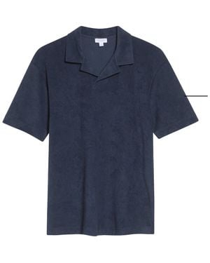 Sunspel Cotton Terry Cloth Polo - Blue