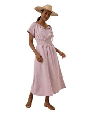 Pact Organic Cotton Coastal Double Gauze Boho Midi Dress - Pink