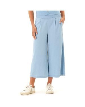Threads For Thought Alora Stretch Chambray Wide Leg Pants - Blue