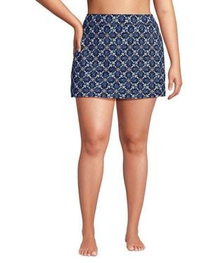 Lands' End Plus Size Tummy Control Swim Skirt - Blue