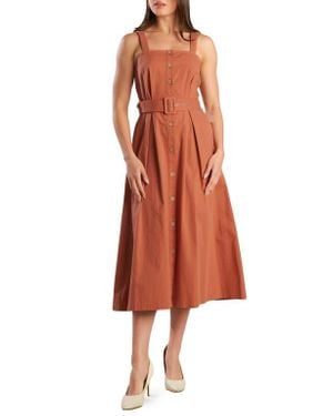 FREEMARKET Cotton Sleeveless Midi Dress - Orange