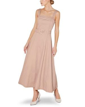 FREEMARKET Belted A-Line Midi Dress - Pink