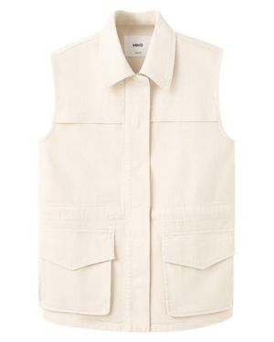 Mango Oversize Denim Vest - Natural