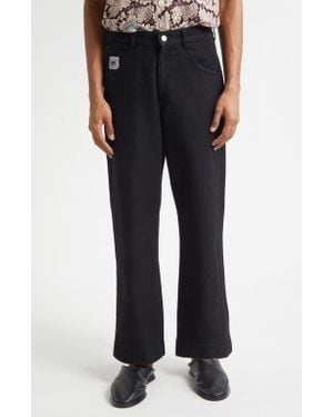 Bode Embroidered Denim Knolly Brook Pants - Blue