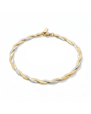 Bliss Diamond Amina Anklet 18K Mixed Metal 10 6Mm Total Width Herringbone Chain - Metallic