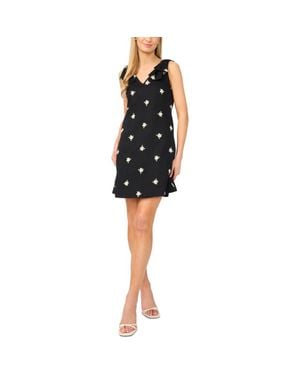 Cece Print Sleeveless A-Line Minidress - Black