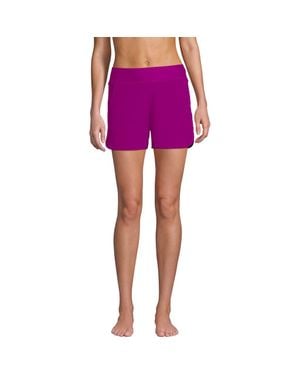 Lands' End 3 Quick Dry Elastic Waist Board Shorts Swim Cover-Up Shorts With Panty - Purple
