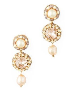 Deepa Gurnani Mukta Drop Earrings - Metallic