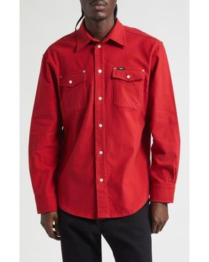 Phipps Workshop Plaid Flannel Button-Up Shirt - Red