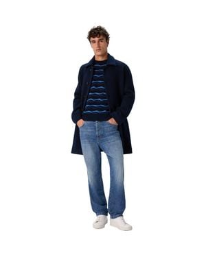 Missoni Double Knit Coat With Zigzag Pattern - Blue