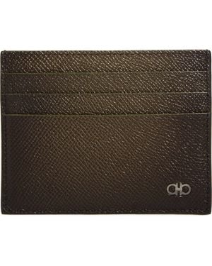 Ferragamo Micro Gancio Leather Card Case - Green