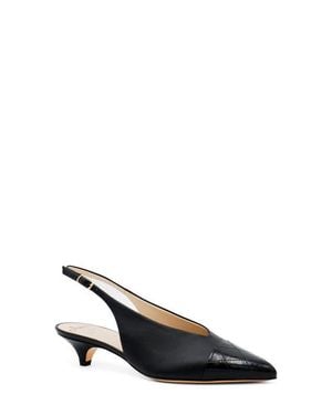 Amalfi by Rangoni Accento Slingback Pointed Cap Toe Kitten Heel Pump - Black