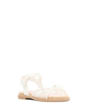 Steve Madden Kids' Tkinsley Floral Embellished Ankle Strap Sandal - White
