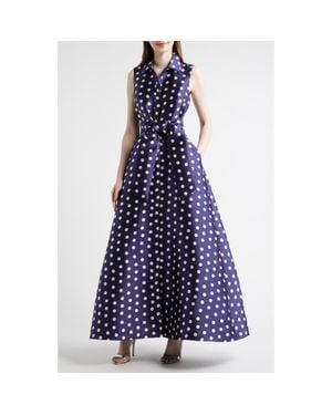 Julia Jordan Dot Sleeveless Gown - Blue