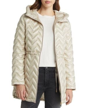 Via Spiga Zigzag Quilt Puffer Jacket - Natural