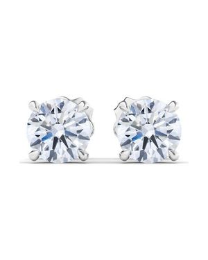 HauteCarat Round Brilliant Cut Lab Created Diamond Stud Earrings - Blue