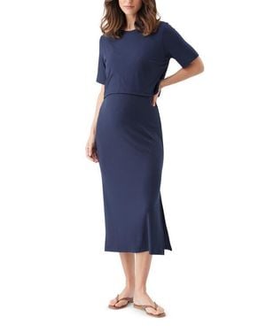 Ripe Maternity Ivy Rib Nursing Dress - Blue
